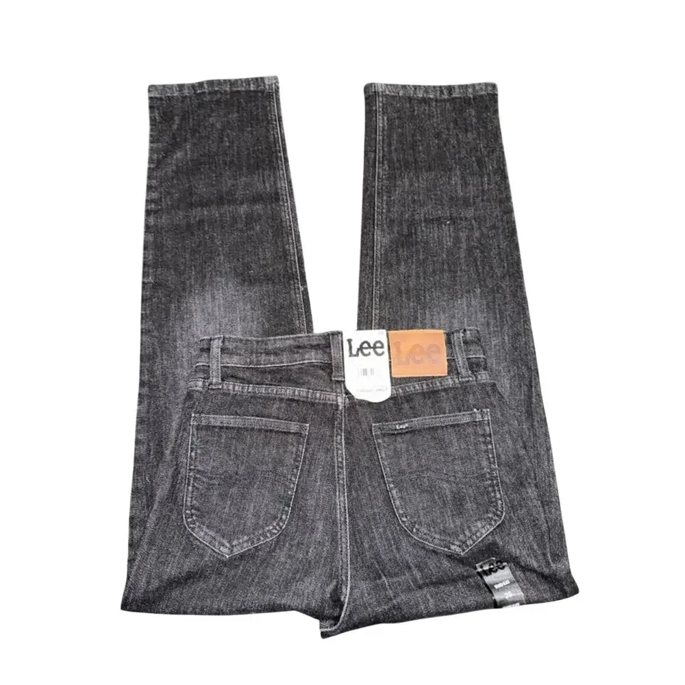NEW LEE Vintage Modern Washed Black Denim High Rise Straight Ankle Jeans SZ 26